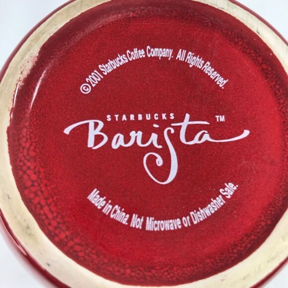 STARBUCKS Barista 2001 30th Anniversary Red White Classic 18 oz Coffee Mug - Picture 12 of 12